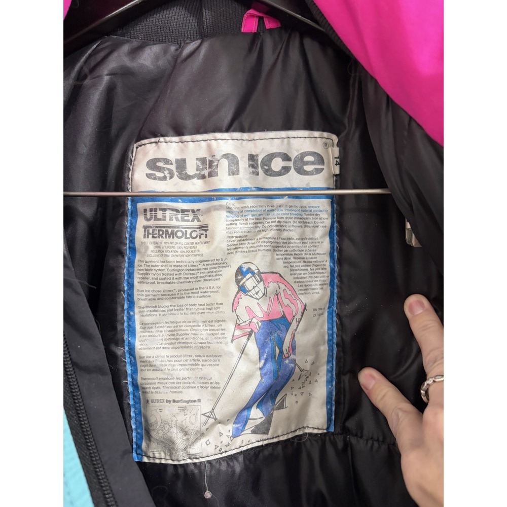 Vintage Sun Ice 80's Women's Puffer Ski Jacket Zip Colorblock Hip-Hop - Large - Picture 6 of 13